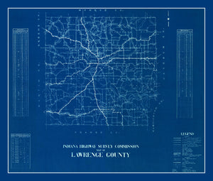 Vintage Map of Lawrence County, Indiana 1936
