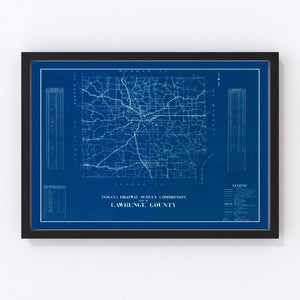 Vintage Map of Lawrence County, Indiana 1936