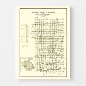 Vintage Map of Madison County, Indiana 1910