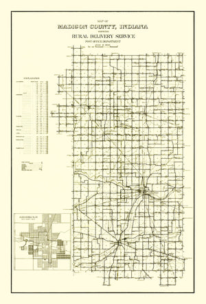 Vintage Map of Madison County, Indiana 1910