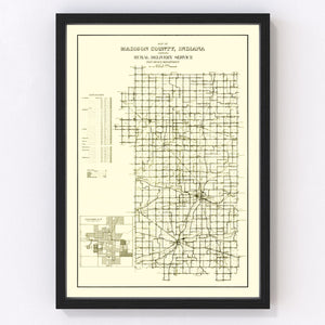 Vintage Map of Madison County, Indiana 1910