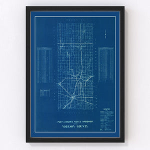 Vintage Map of Madison County, Indiana 1936