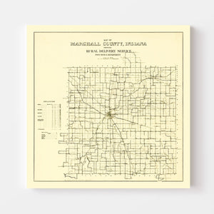 Vintage Map of Marshall County, Indiana 1910