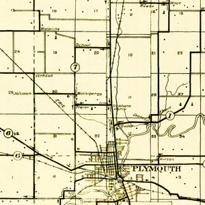 Vintage Map of Marshall County, Indiana 1910