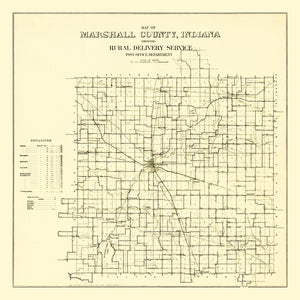 Vintage Map of Marshall County, Indiana 1910