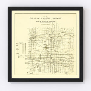 Vintage Map of Marshall County, Indiana 1910