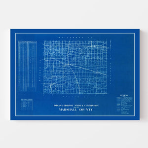 Vintage Map of Marshall County, Indiana 1936