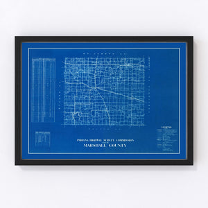 Vintage Map of Marshall County, Indiana 1936