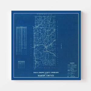 Vintage Map of Martin County, Indiana 1936