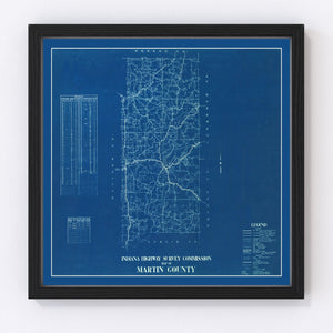 Vintage Map of Martin County, Indiana 1936