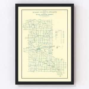 Vintage Map of Miami County, Indiana 1911
