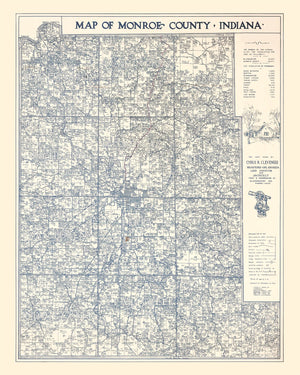Vintage Map of Monroe County, Indiana 1932