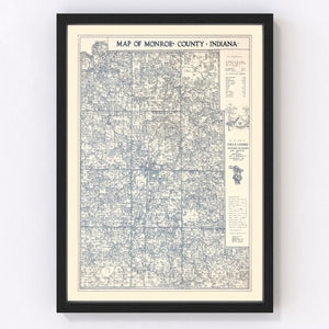 Vintage Map of Monroe County, Indiana 1932