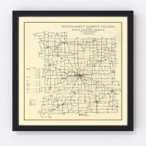 Vintage Map of Montgomery County, Indiana 1912