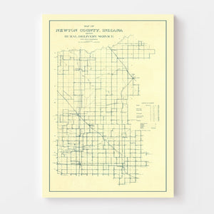 Vintage Map of Newton County, Indiana 1909