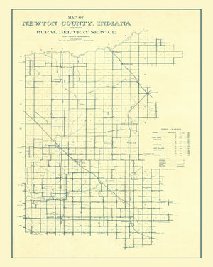 Vintage Map of Newton County, Indiana 1909
