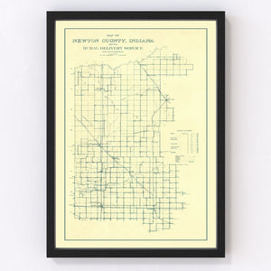 Vintage Map of Newton County, Indiana 1909