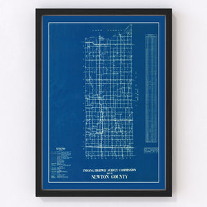 Vintage Map of Newton County, Indiana 1936