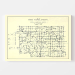 Vintage Map of Noble County, Indiana 1909