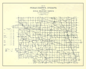 Vintage Map of Noble County, Indiana 1909
