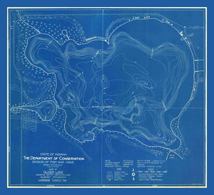 Vintage Oliver Lake, IN Map 1925