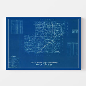 Vintage Map of Owen County, Indiana 1936