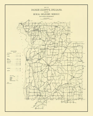 Vintage Map of Parke County, Indiana 1911