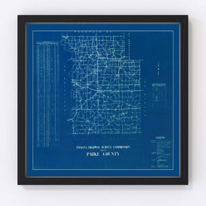 Vintage Map of Parke County, Indiana 1936