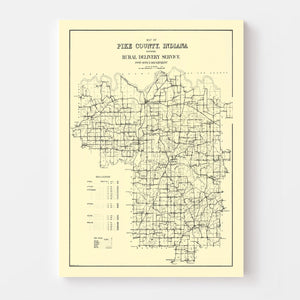 Vintage Map of Pike County, Indiana 1910