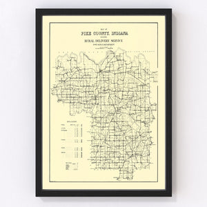 Vintage Map of Pike County, Indiana 1910