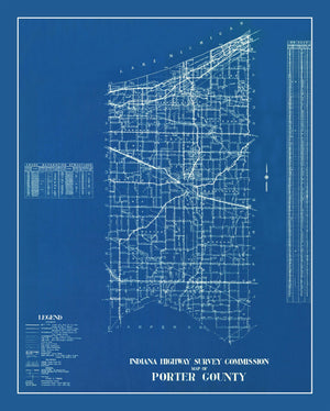 Vintage Map of Porter County, Indiana 1936