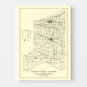 Vintage Map of Porter County, Indiana 1911