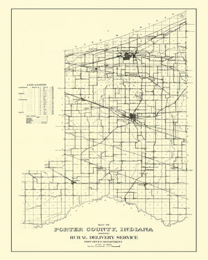 Vintage Map of Porter County, Indiana 1911