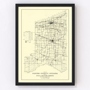 Vintage Map of Porter County, Indiana 1911