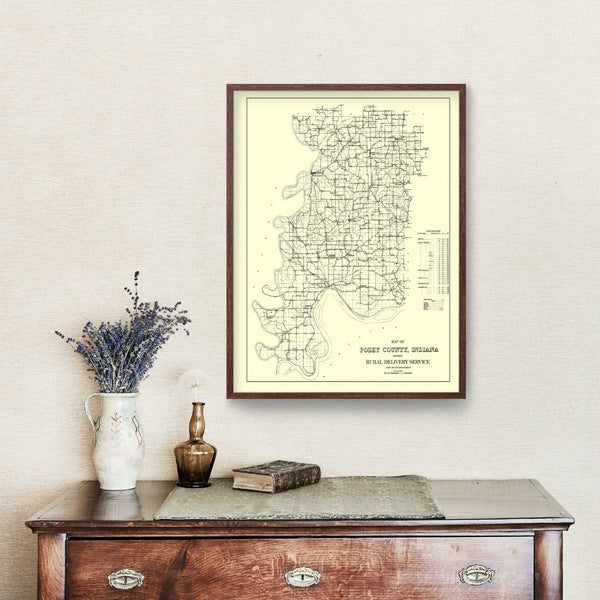 Vintage Map of Posey County, Indiana 1909 - Home and Tower