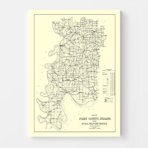 Vintage Map of Posey County, Indiana 1909