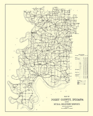 Vintage Map of Posey County, Indiana 1909