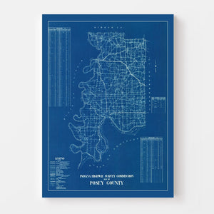 Vintage Map of Posey County, Indiana 1936
