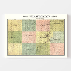 Vintage Map of Pulaski County, Indiana 1911