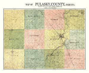 Vintage Map of Pulaski County, Indiana 1911