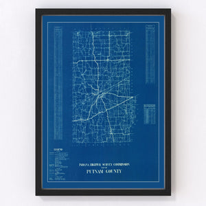 Vintage Map of Putnam County, Indiana 1936