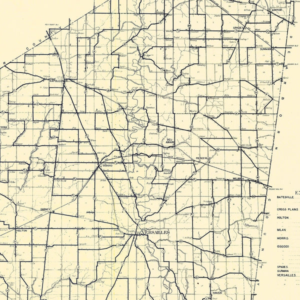 Vintage Map of Ripley County, Indiana 1909 - Home and Tower