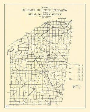 Vintage Map of Ripley County, Indiana 1909