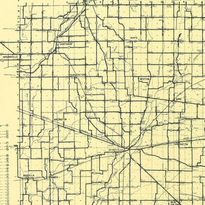 Vintage Map of Rush County, Indiana 1909
