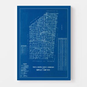 Vintage Map of Ripley County, Indiana 1936