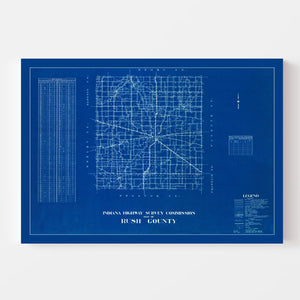 Vintage Map of Rush County, Indiana 1936