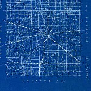 Vintage Map of Rush County, Indiana 1936