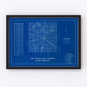 Vintage Map of Rush County, Indiana 1936