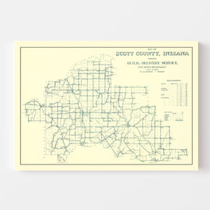 Vintage Map of Scott County, Indiana 1910
