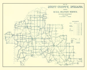 Vintage Map of Scott County, Indiana 1910